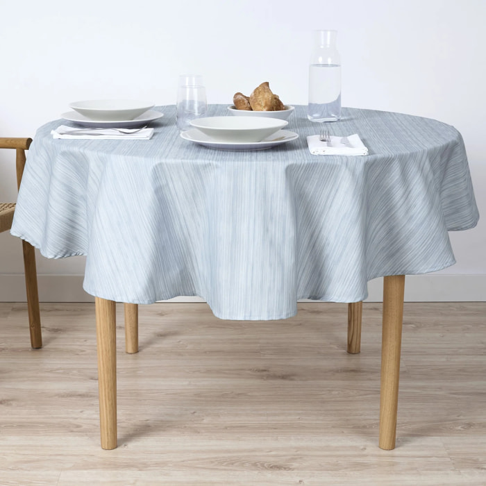 Nappe ronde enduite Lesa 125 Bleu poudré - 100% coton - traitement antitaches - Bleu