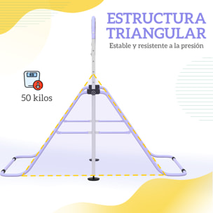 Barra de Gimnasia para Niños con Altura Ajustable en 5 Niveles y Anillos, Barra de Entrenamiento de Gimnasia Plegable en Casa, Púrpura