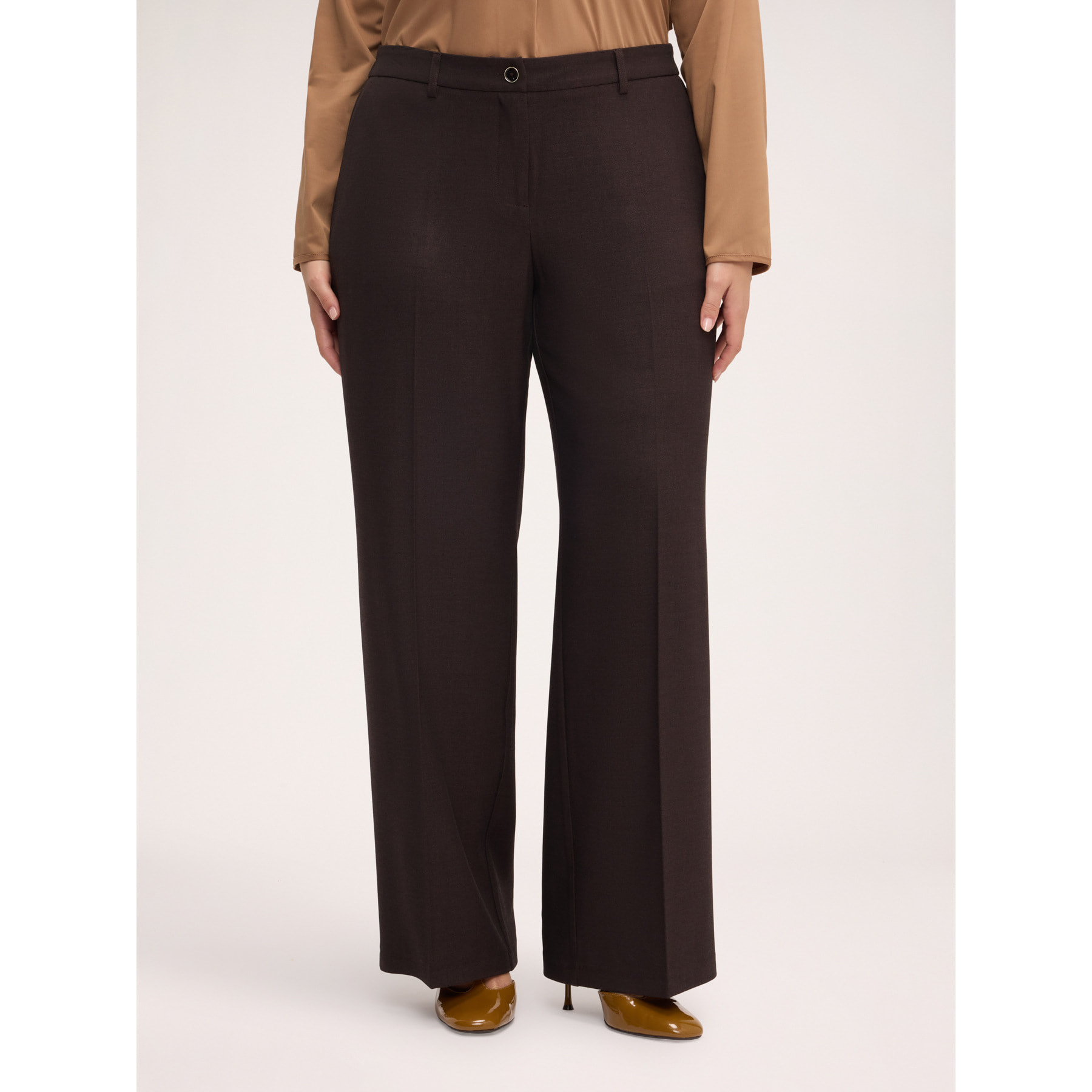Fiorella Rubino - Pantaloni Wide Leg piega stirata - Marrone