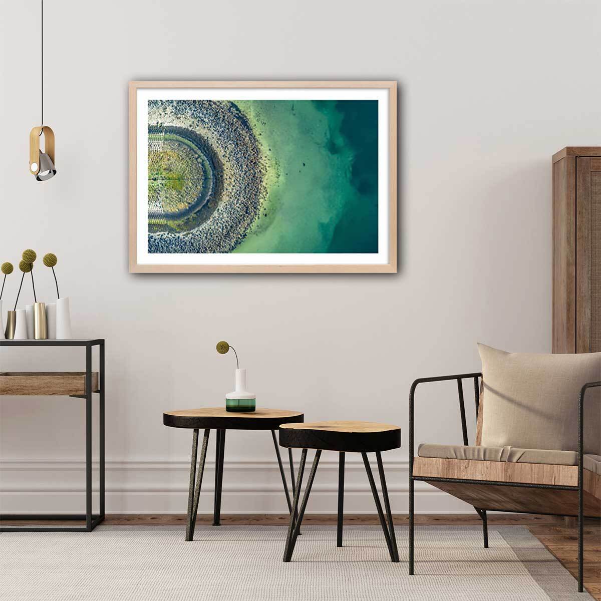 Poster deco au bout de la jetée Affiche + cadre en bois - Chêne