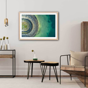 Poster deco au bout de la jetée Affiche + cadre en bois - Chêne