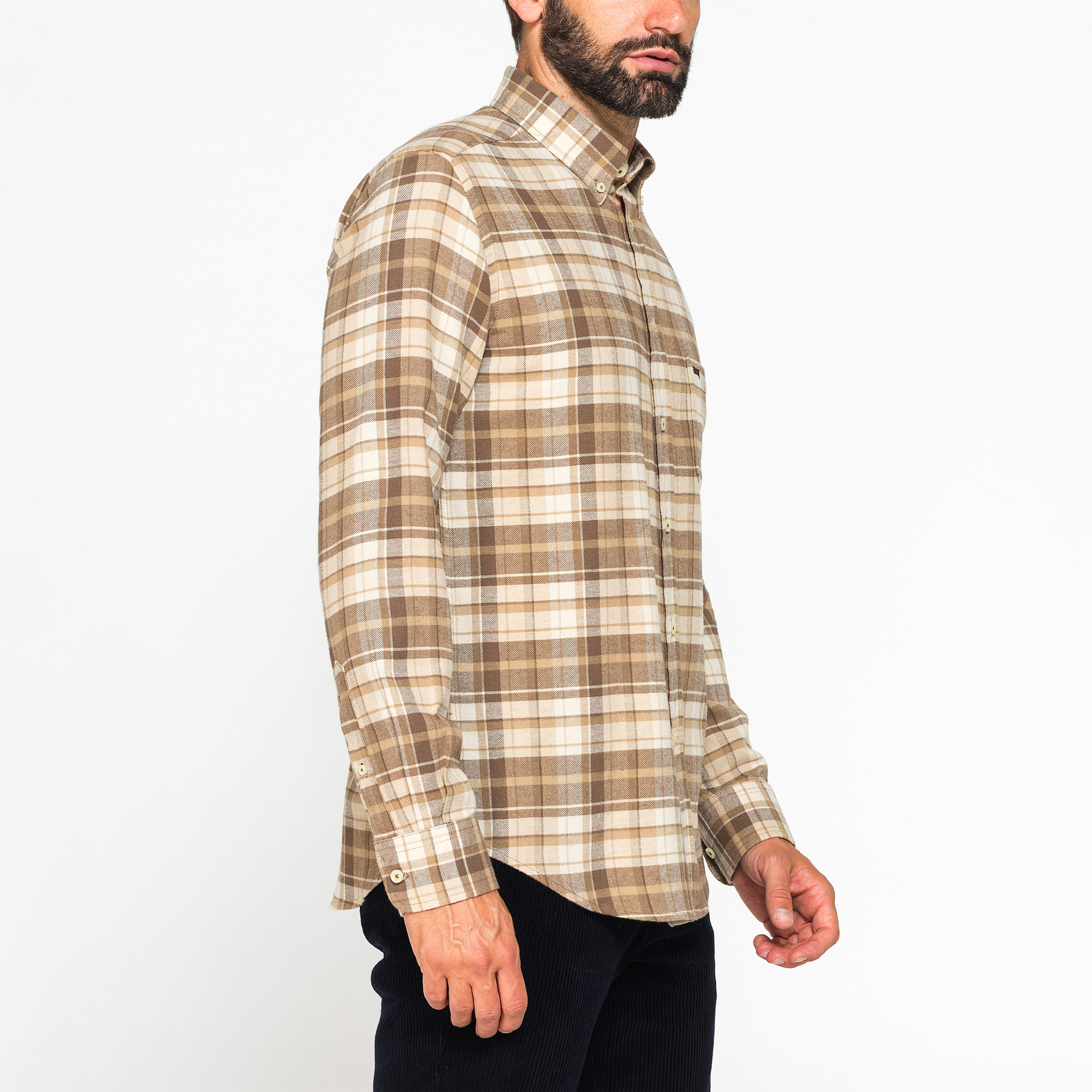 CAMICIA FANTASIA TINTO FILO IN FLANELLA LEGGERA