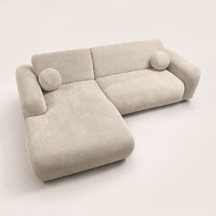 Louise - Canapé d'angle gauche 4 places en velours texturé - Beige