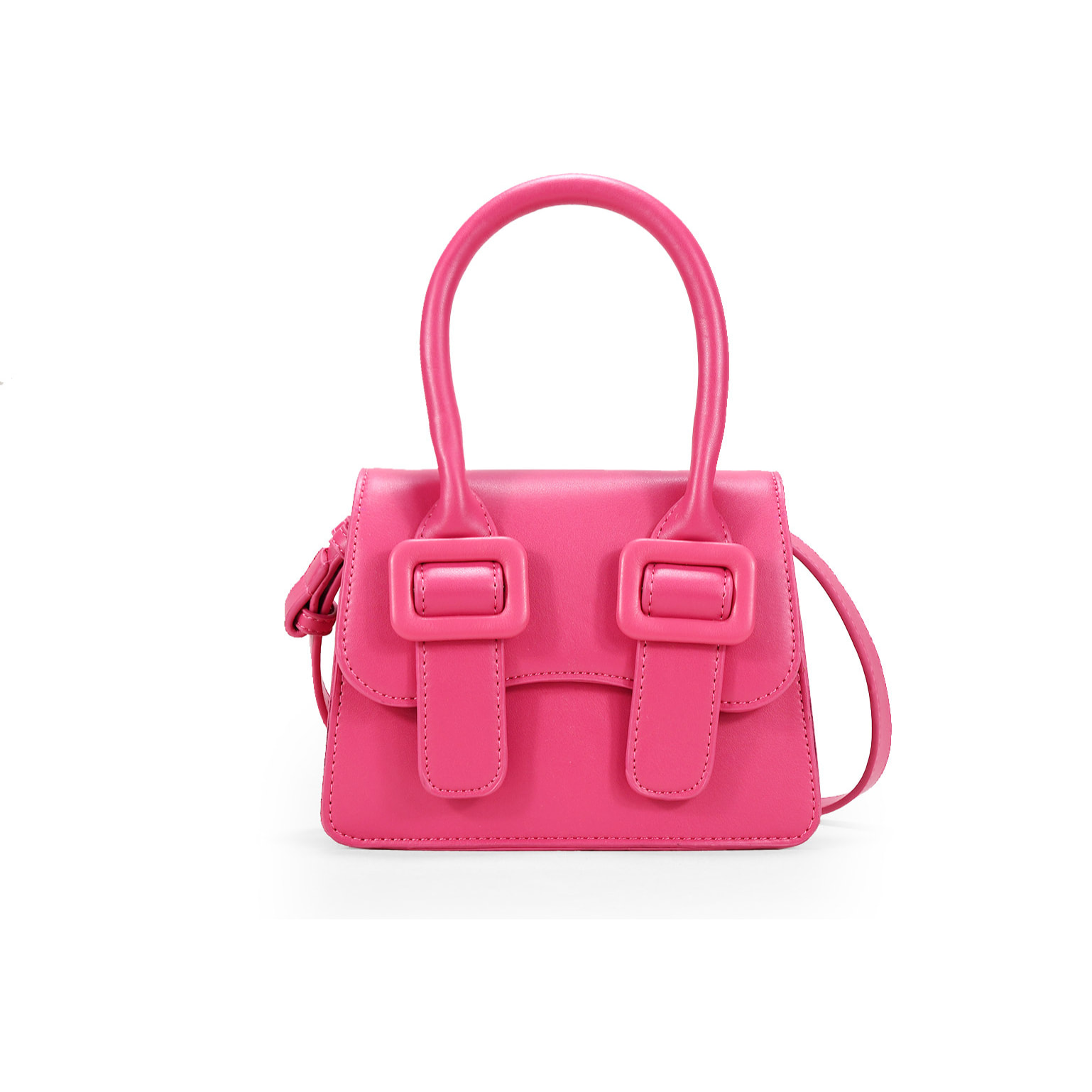 Bolso pequeño rosa con solapa y broches
