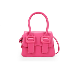 Bolso pequeño rosa con solapa y broches