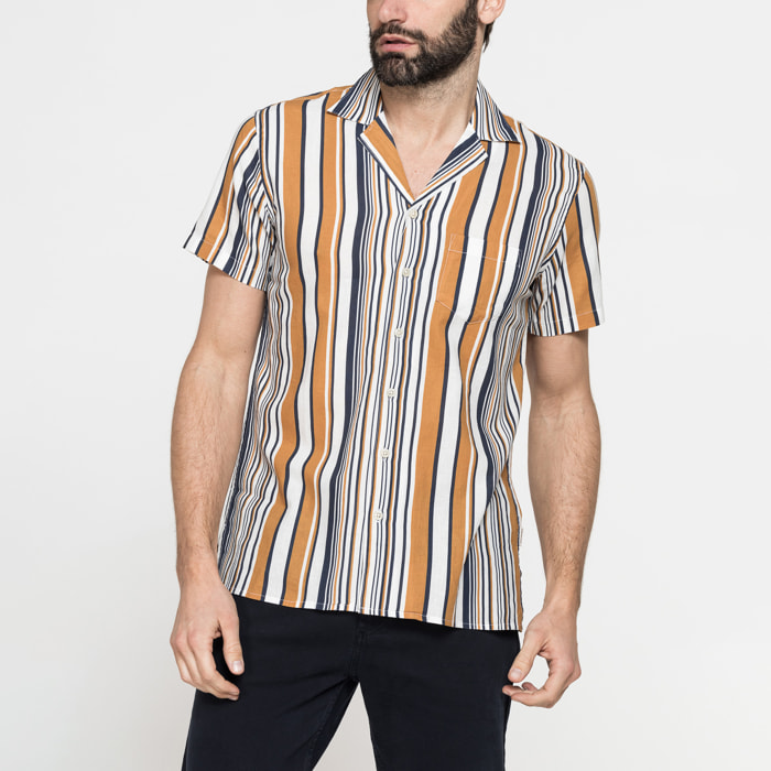 CAMICIA BOWLING IN TESSUTO TINTO FILO DI LINO COTONE