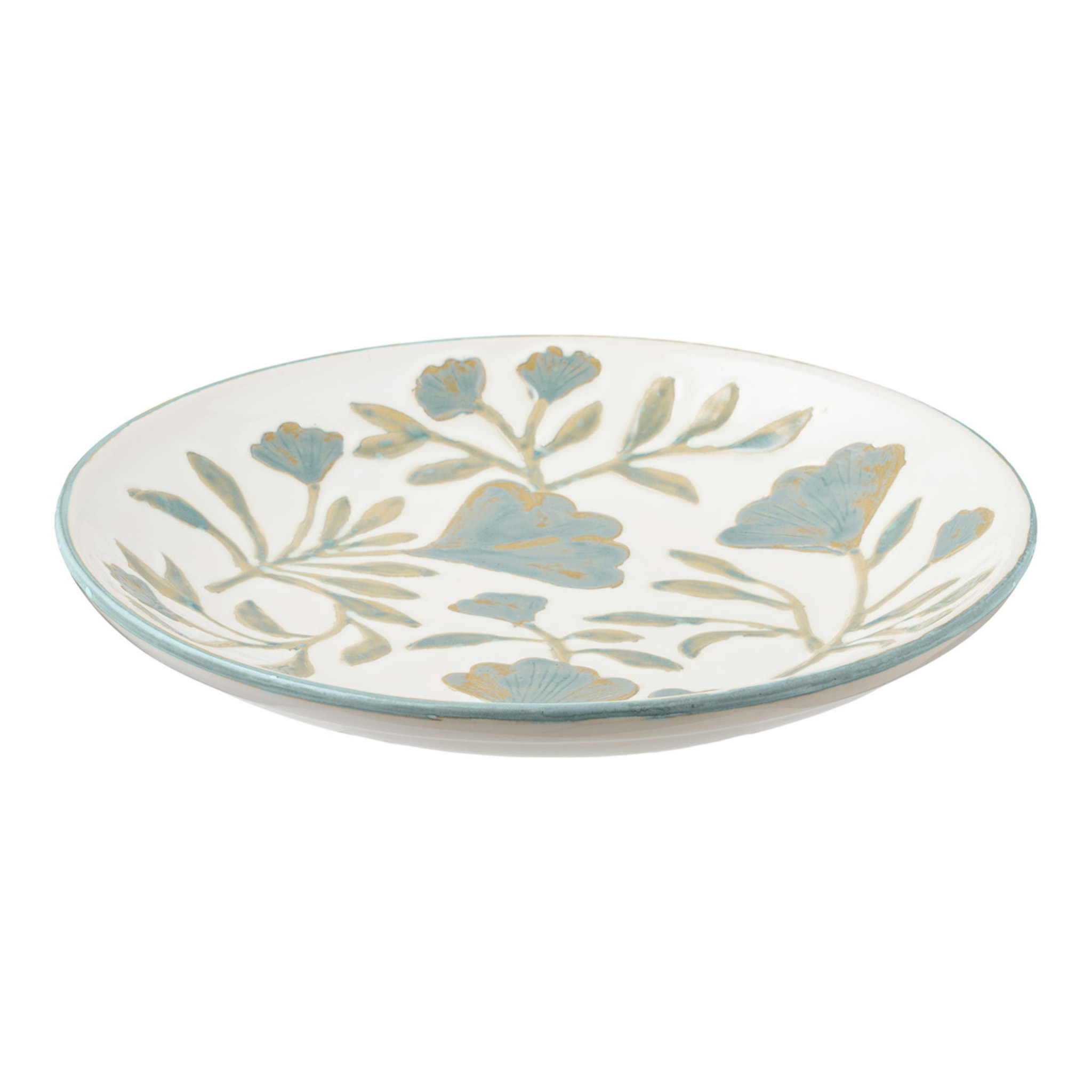 Vassoio decorativo in ceramica bianca con motivi floreali ø35,5 cm