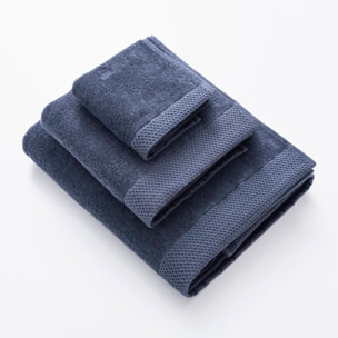 Juego de toallas nidus (30x50cm + 50x100cm + 90x150cm) 100% algodón en color azul marino con logo bordado scalpers home