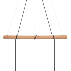 Suspension "Timmy" - métal et pin - noir - L70 cm