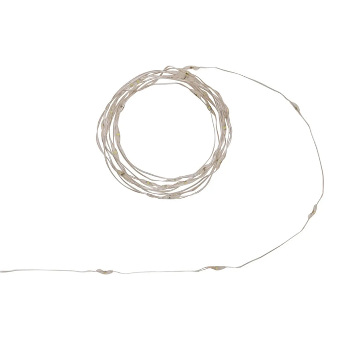 Guirlande lumineuse d'intérieur 2 m 40 LED blanc froid fil cuivre lumière fixe avec minuteur à piles