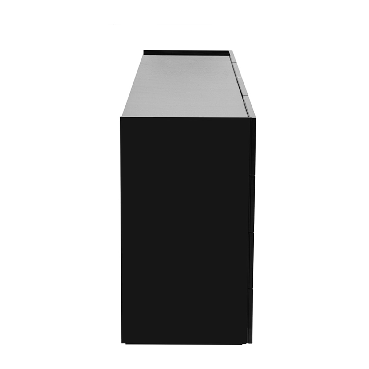 Buffet noir laqué brillant 3 portes 4 tiroirs L200 cm ISAURE