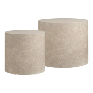 Set 2 tavolini da caffè Prague effetto marmo beige rotondi