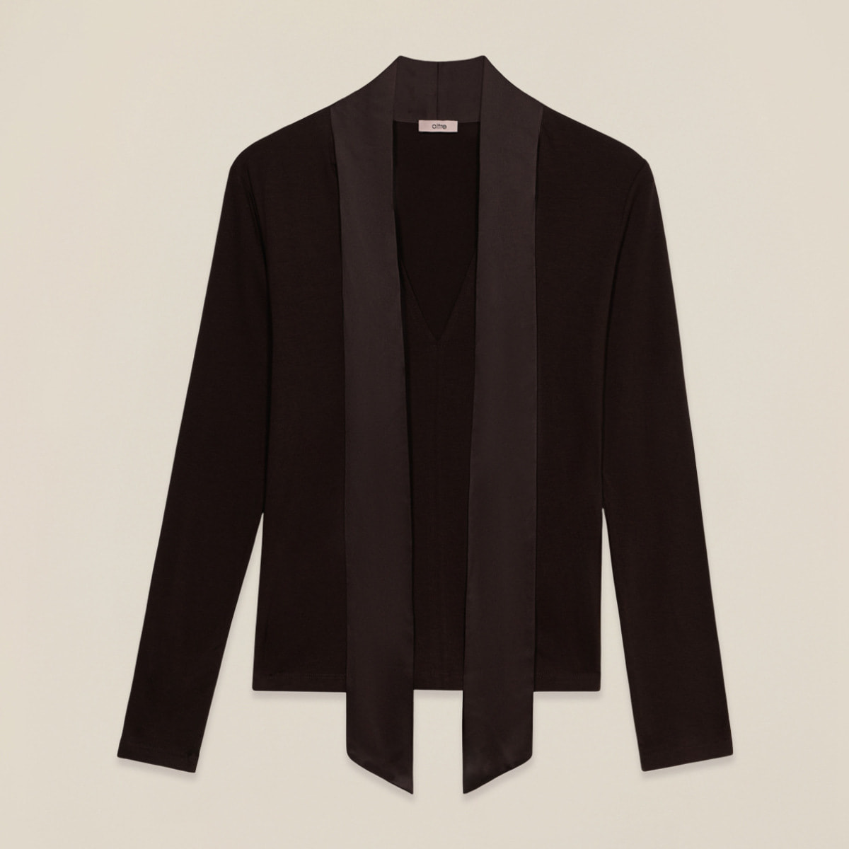 Oltre - Camiseta con fajín de raso - Marrón