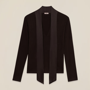 Oltre - Camiseta con fajín de raso - Marrón