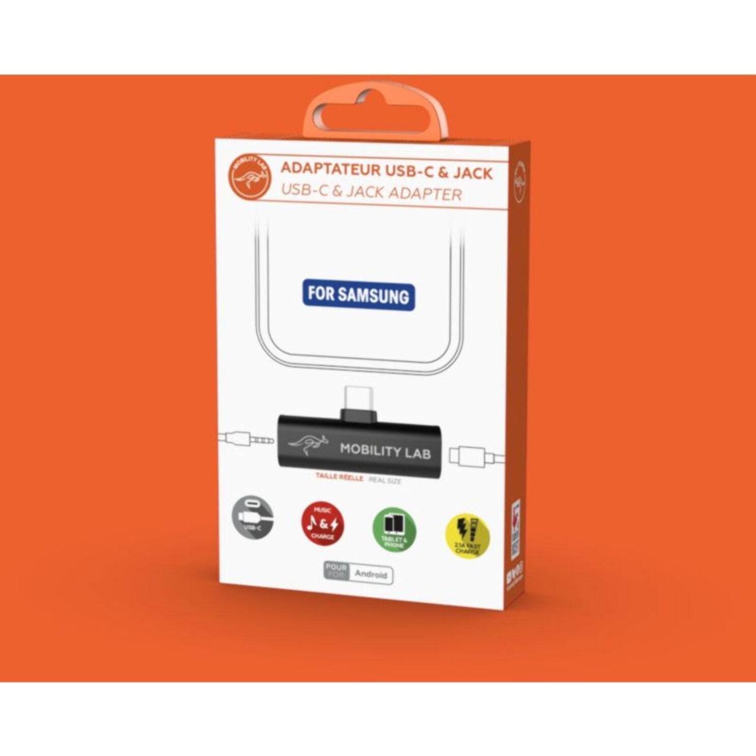 Adaptateur USB C MOBILITY LAB USB-C vers Jack + Charge rapide noir