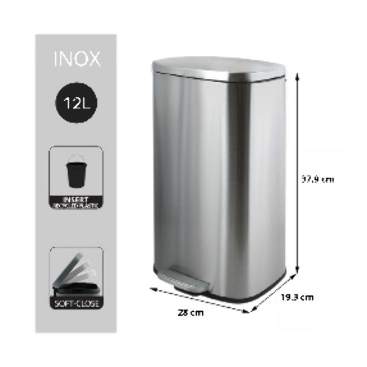 Poubelle à pédale Inox AKIRA 12L Brossé Spirella