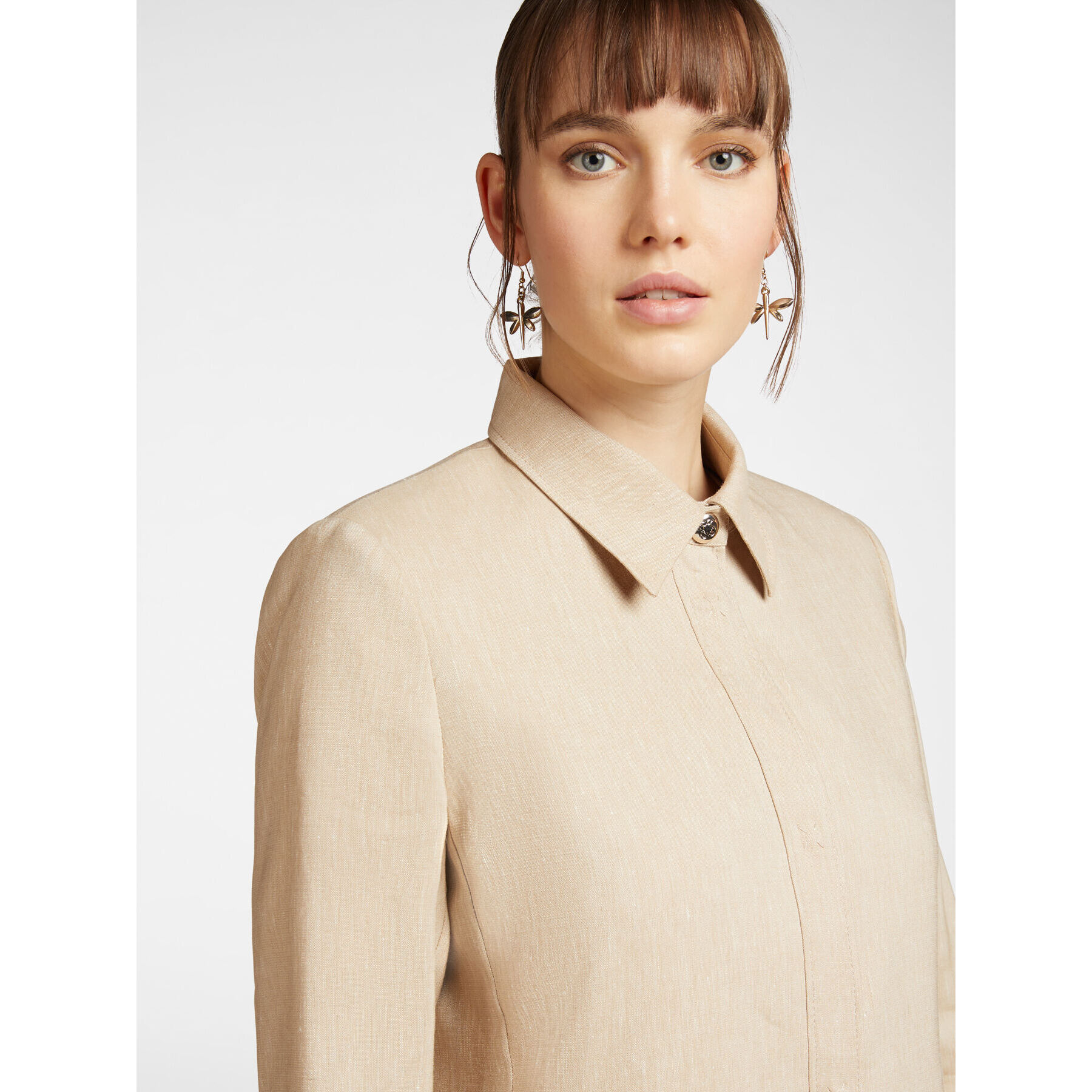 Elena Mirò - Giacca camicia in misto lino - Beige