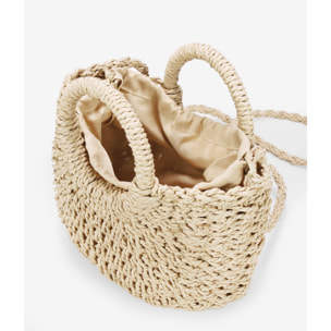 Bolso de esparto beige tipo canasto