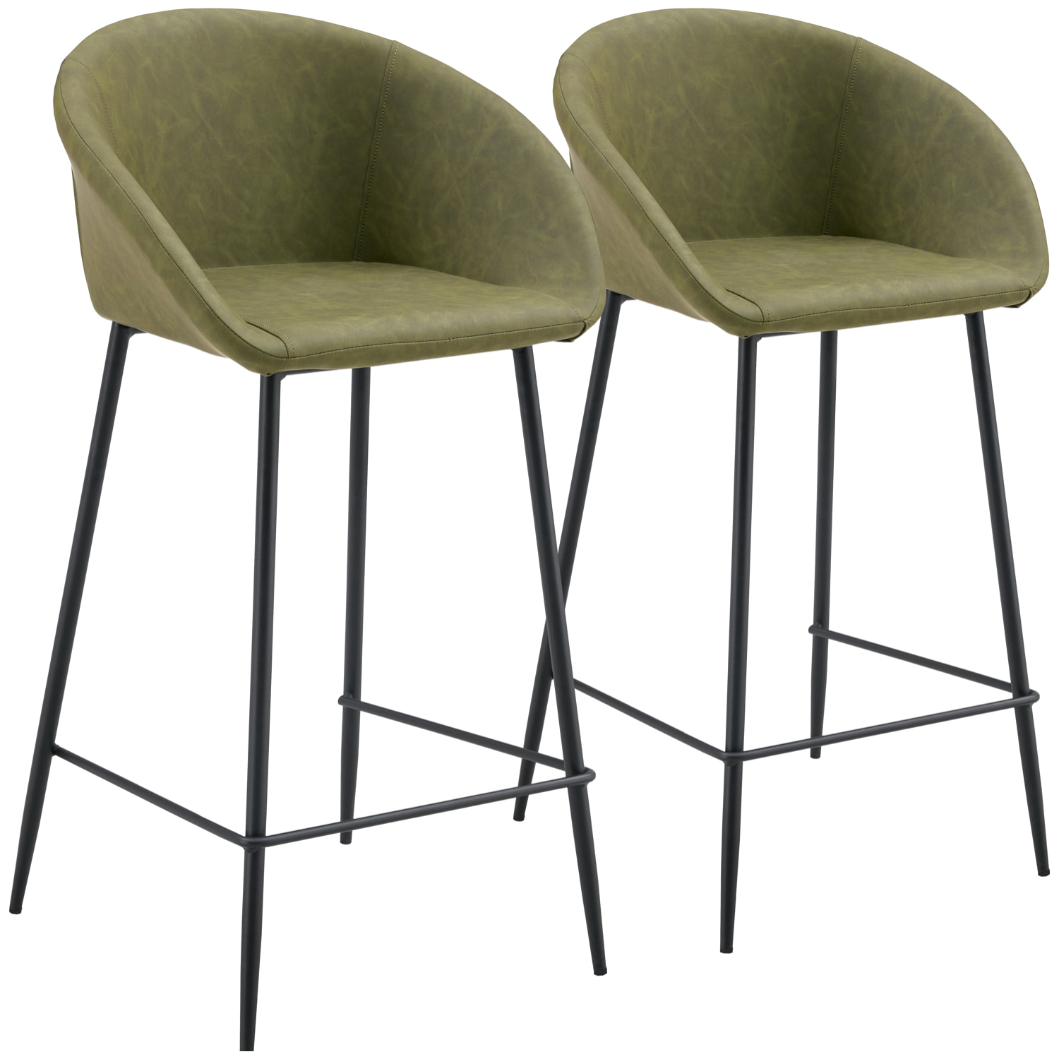 Lot de 2 tabourets de bar en simili vert ACHILLE