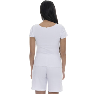 T-shirt da donna in costina elasticizzata Leone Chic Gold