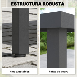 Mesa de Comedor de Jardín Rectangular, Mesa de Terraza Exterior 140x90x74 cm, con Estructura de Acero y Encimera Desmontable de WPC de Listones, Carga 50 kg, para Patio, Balcón, Gris