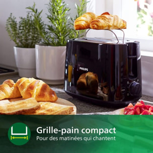 Grille-pain PHILIPS HD2581/90 Toaster noir Daily, 2 fentes, 830W