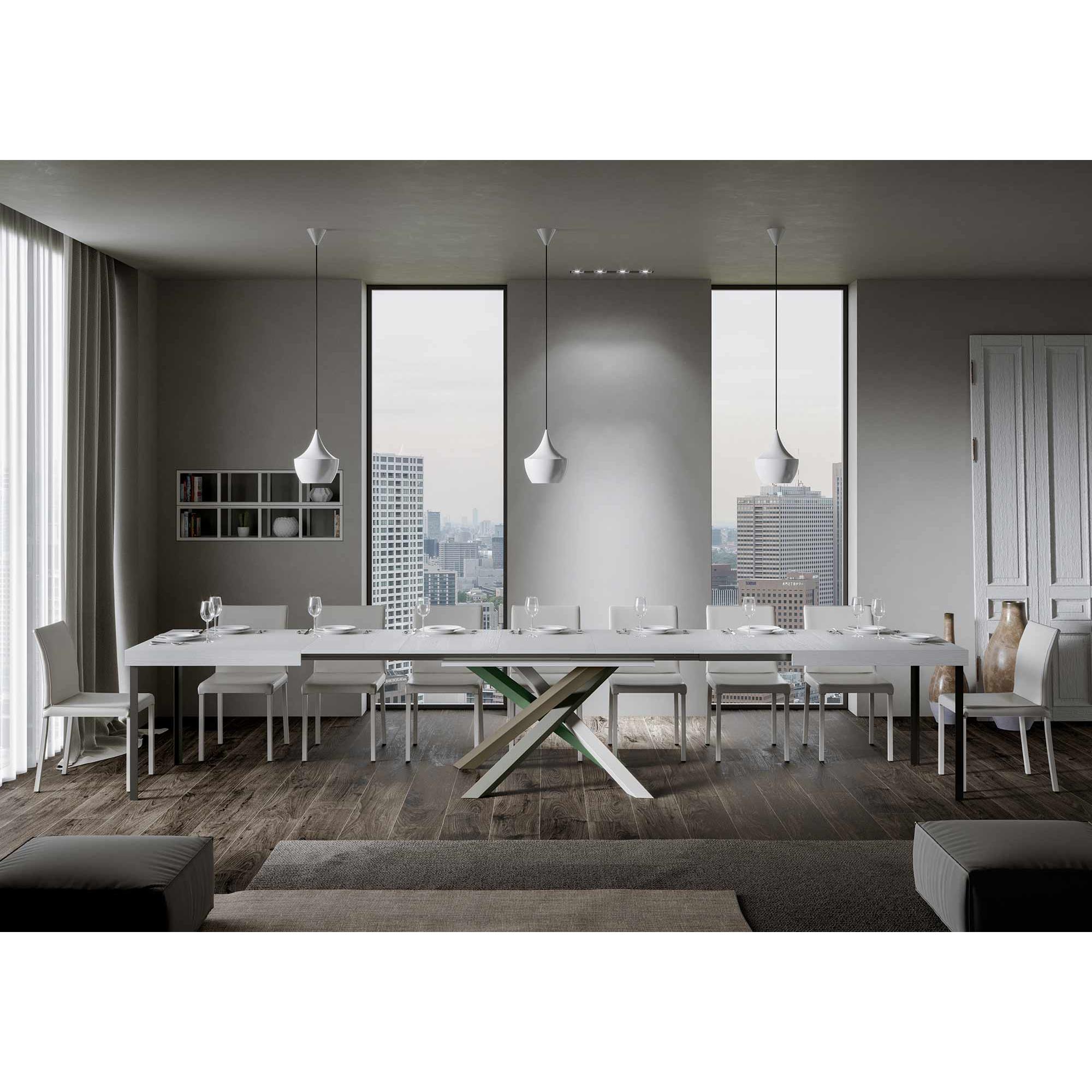 Mesa extensible 90x160/420 cm Volantis Fresno Blanco estructura multicolor 4/A