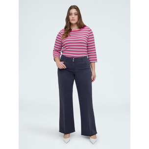 Fiorella Rubino - Camiseta de punto de rayas multicolor - Fuchsia