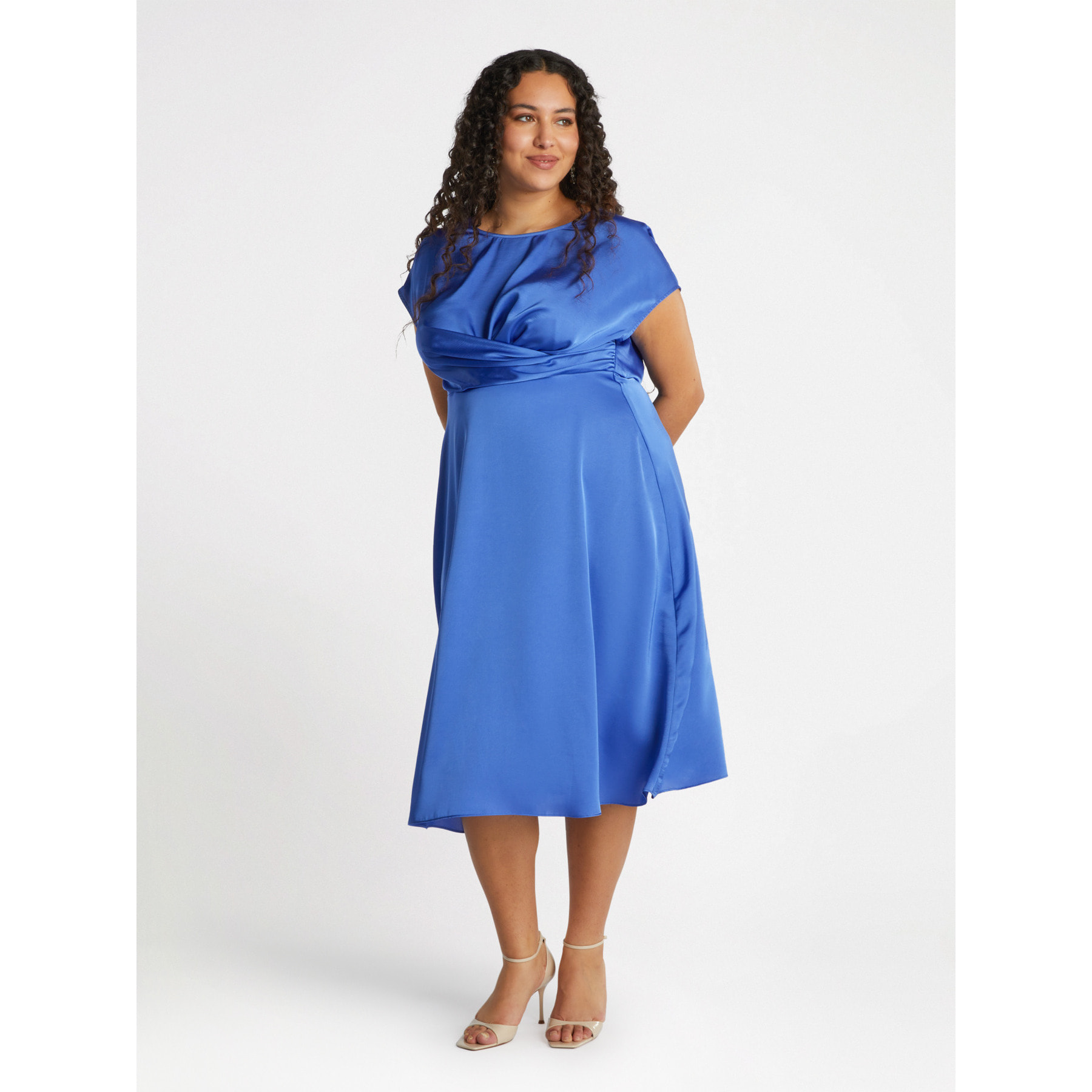Fiorella Rubino - Vestido de raso con drapeado - Azul