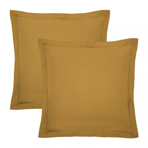 Lot de 2 taies percale de coton uni jaune La percale francaise safran