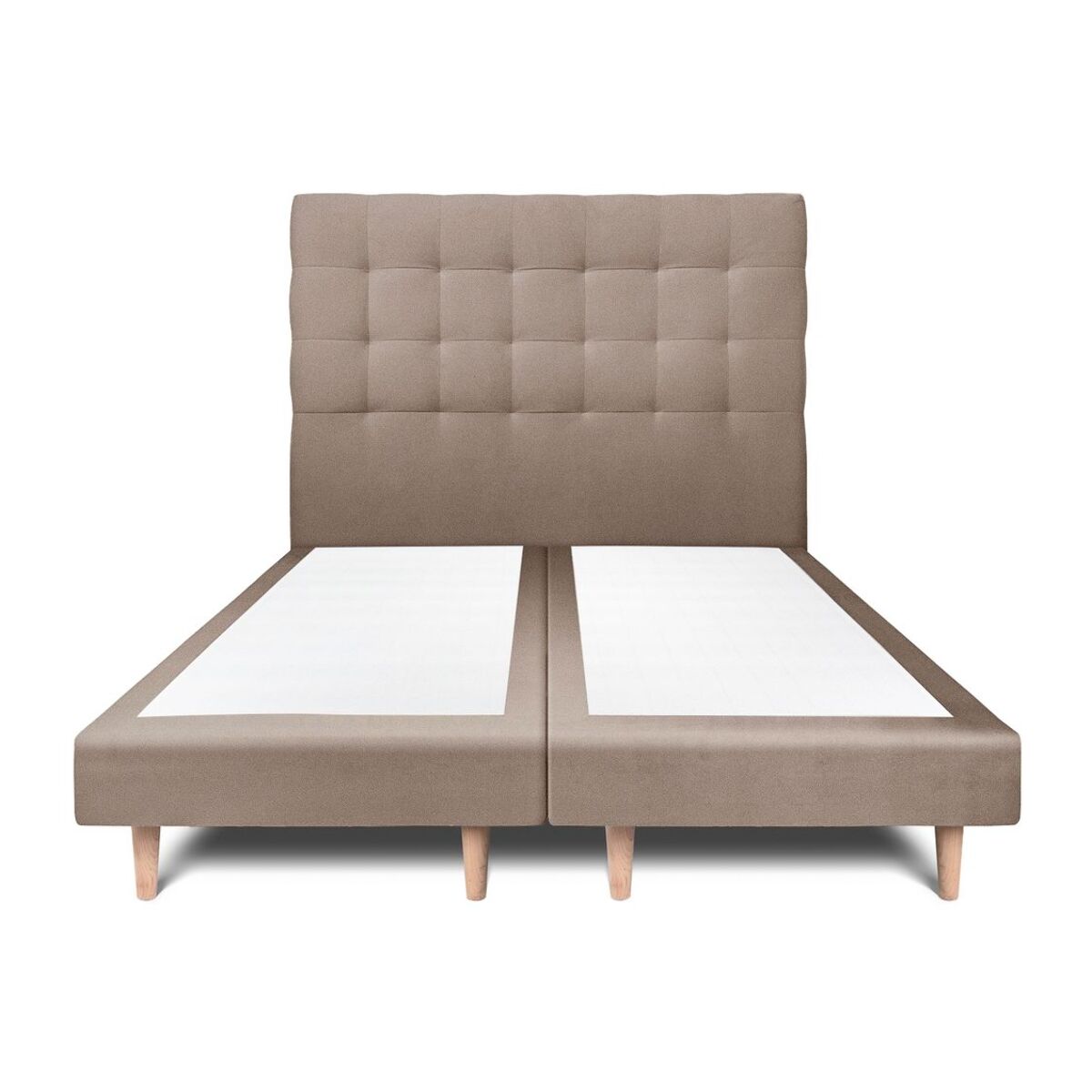 Lit avec tête de lit capitonnée velours et sommier tapissier Ep14