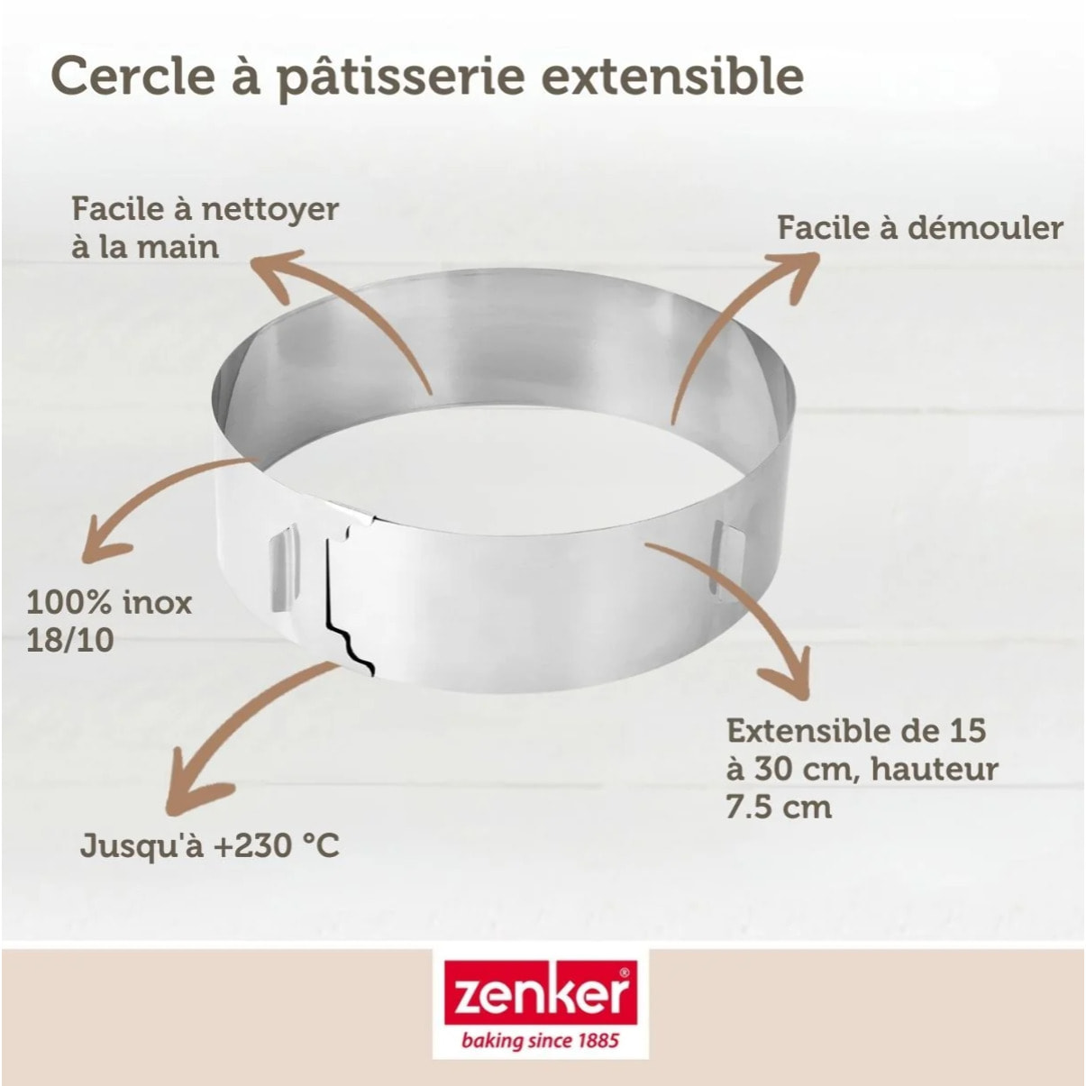 Lot de 2 cercles à pâtisserie 15/30 cm en inox Zenker Smart Pastry