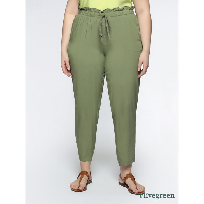 Fiorella Rubino - Pantalones joggers de viscosa ECOVERO™ - Verde