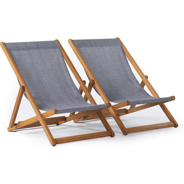 Lot de 2 chaises jardin ''Macao'' - Gris