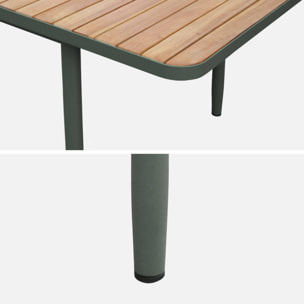 Table de jardin extensible en bois teck. structure aluminium savane. 8 places