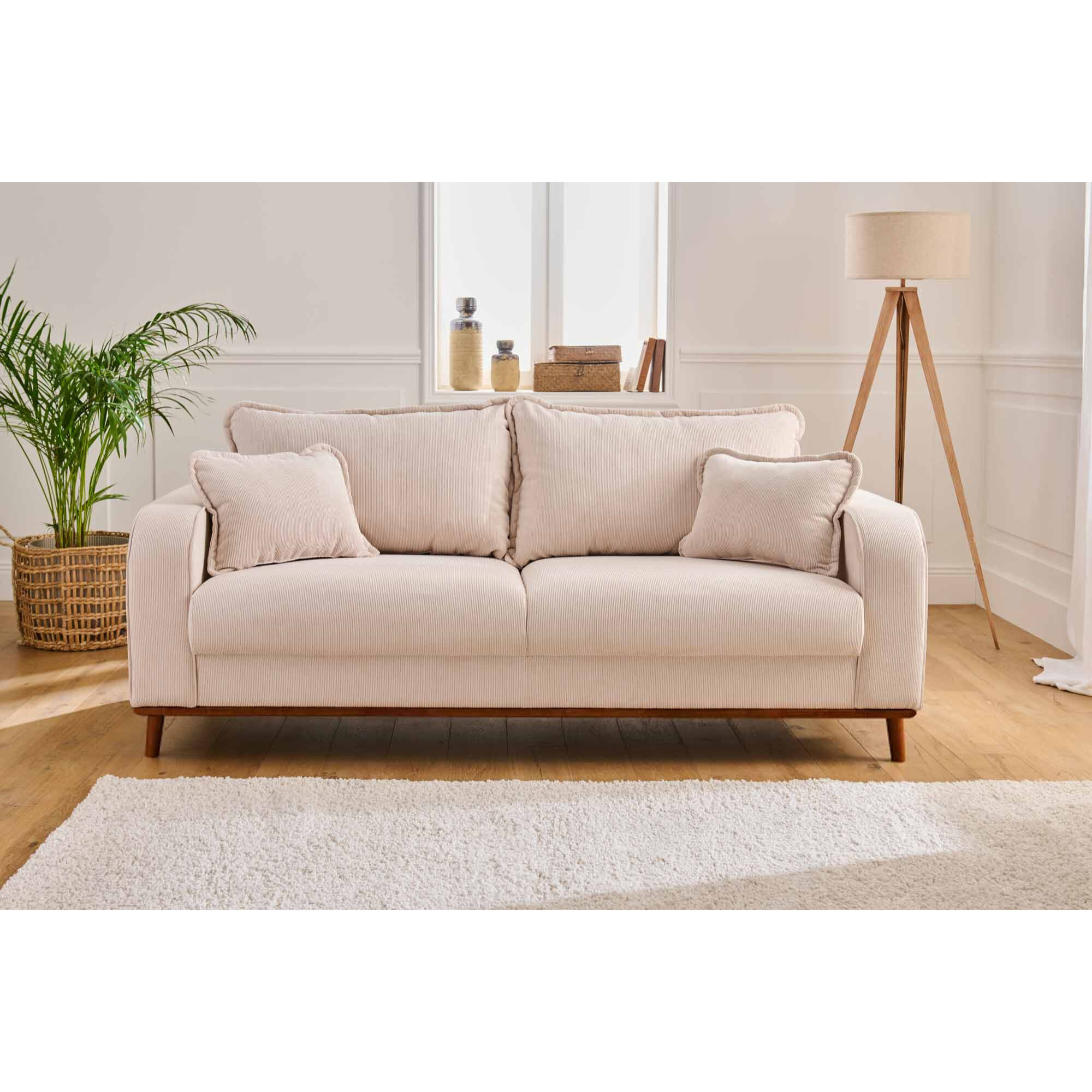 Albane - canapé 3 places - en velours côtelé - Beige