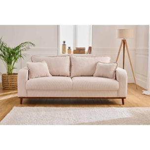 Albane - canapé 3 places - en velours côtelé - Beige