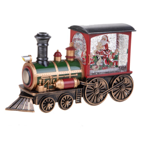 Locomotiva con Babbo Natale + Led - Pezzi 1 - Colore Rosso - 31,5x18Hx10cm - Bianchi Dino