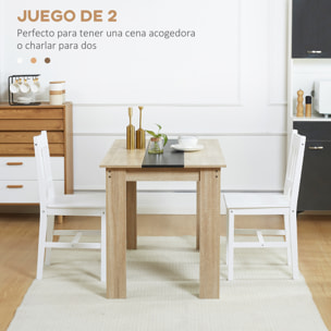 Juego de 2 Sillas de Comedor Blancas Silla de Cocina con Respaldo de Listones Estructura de Madera de Pino para Salón Restaurante Carga 120 kg 41x46,5x85,5 cm