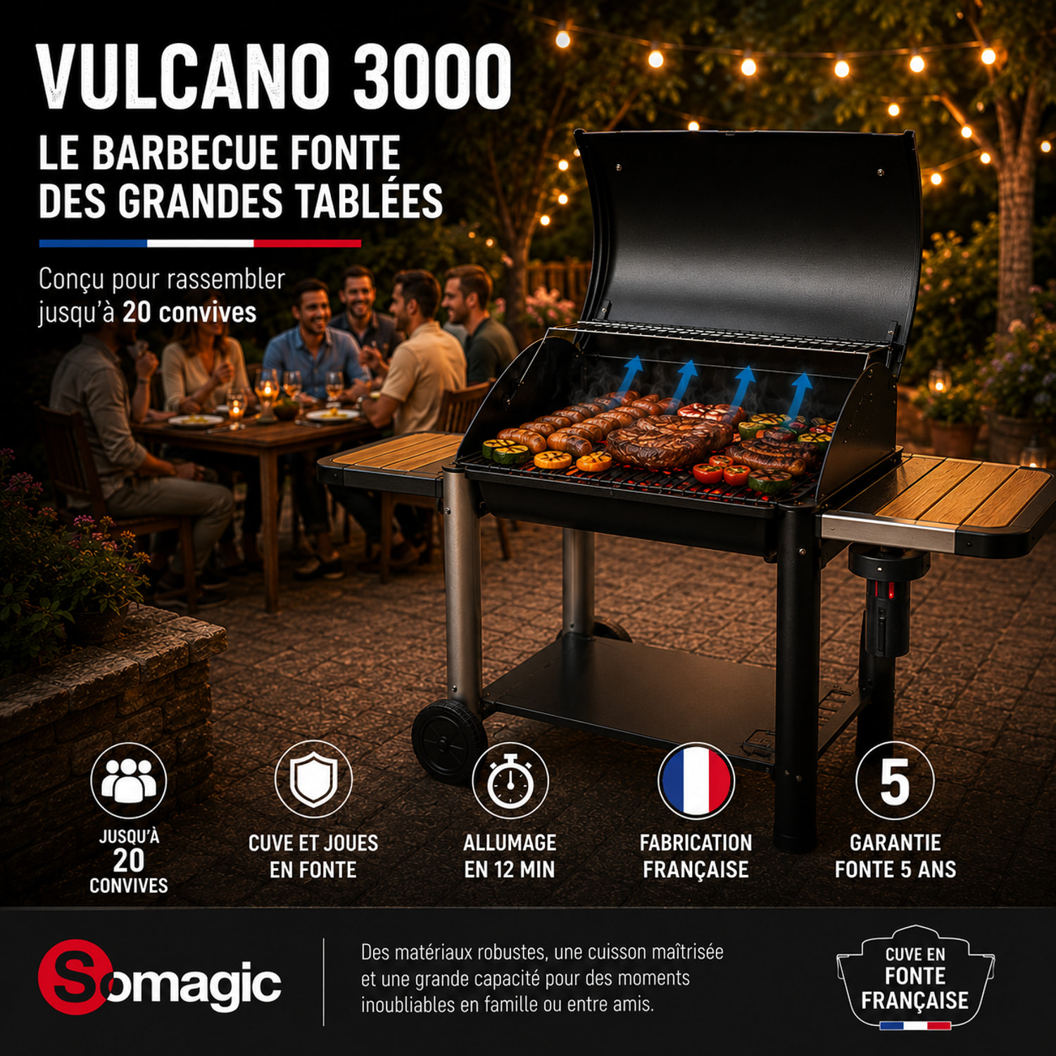 Barbecue au charbon de bois VULCANO 3000