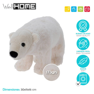 Well home - adorable peluche diseño oso polar de 30cm color blanco.