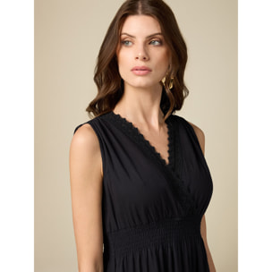 Oltre - Long dress with lace inserts - Negro