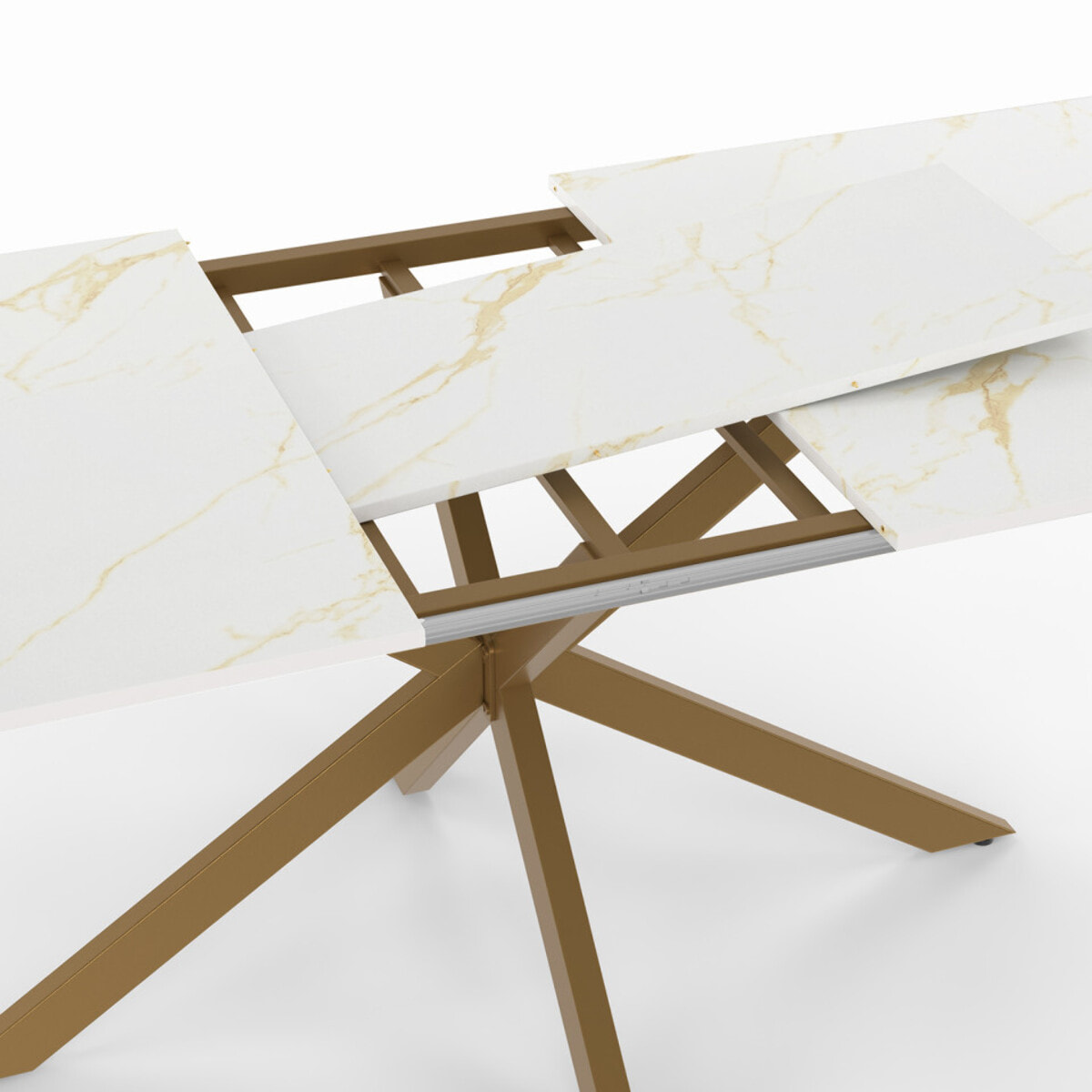 Table à manger extensible Spider 160-200cm effet marbre et doré