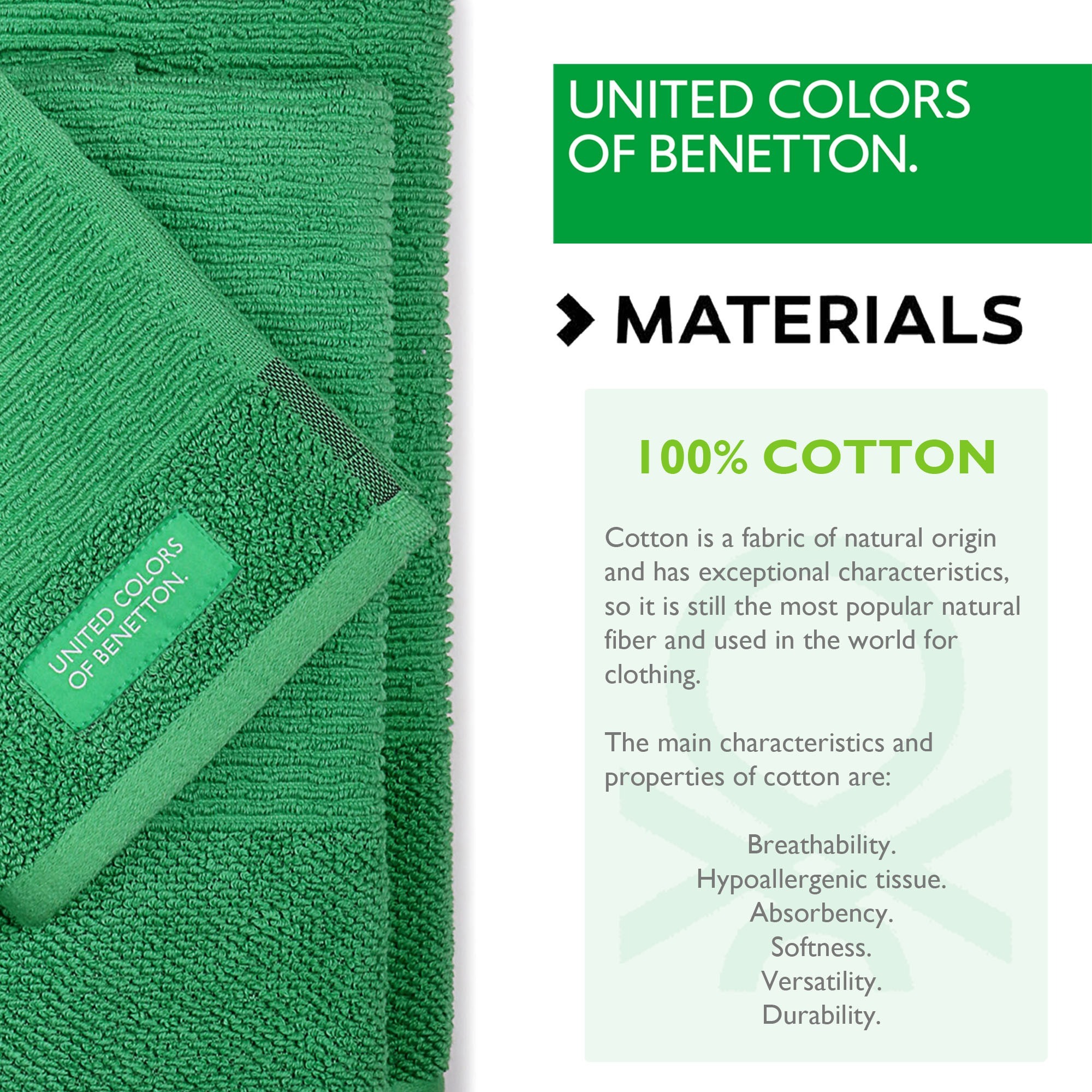Set 3pcs toallas de baño  verde  benetton