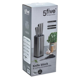 Bloc 5 couteaux "Silver Précision" manche acier