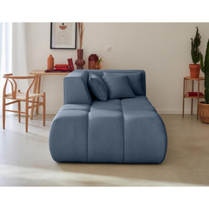 Caracas - module d'assise méridienne gauche - en tissu - Bleu