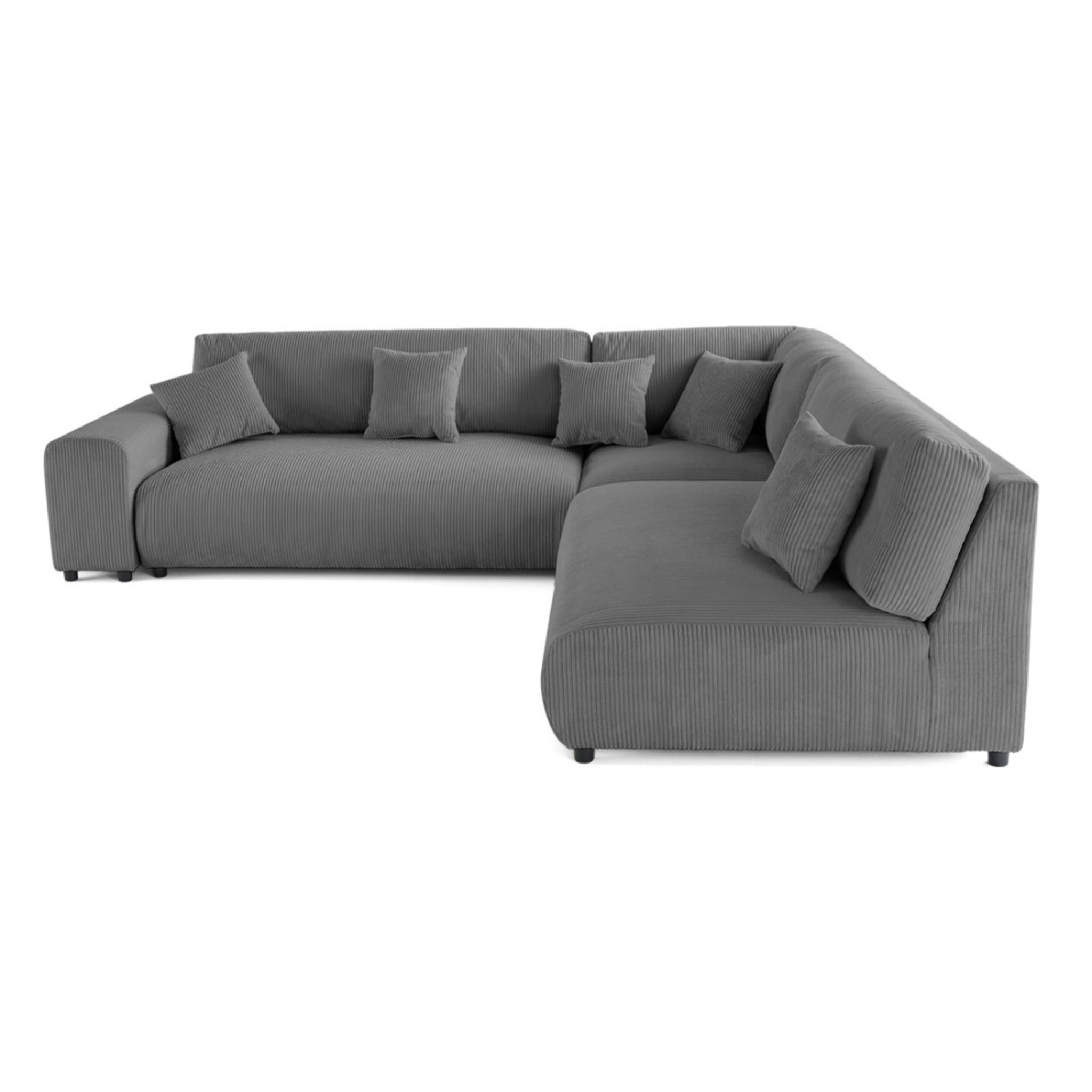 Garance - canapé modulable d'angle droit - 6 places - en velours côtelé - Gris foncé