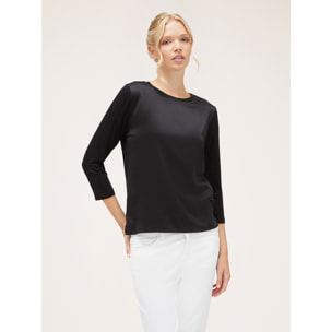 Motivi - Camiseta basic bimaterial - Negro