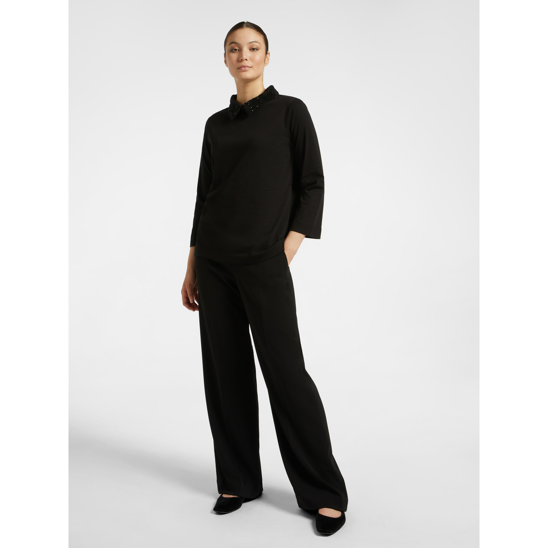 Elena Mirò - Pantaloni maschili in cady stretch - Nero