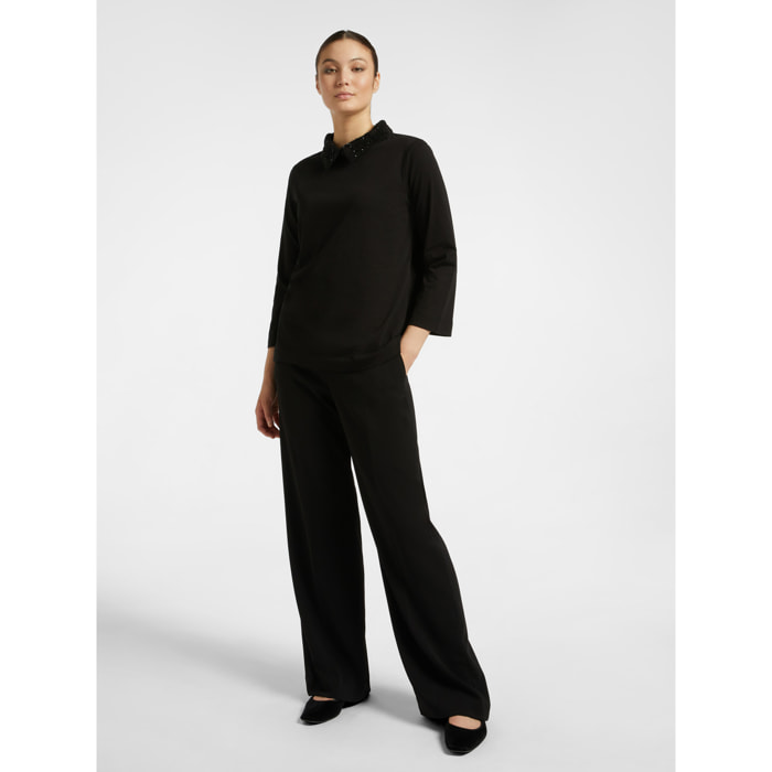 Elena Mirò - Pantaloni maschili in cady stretch - Nero